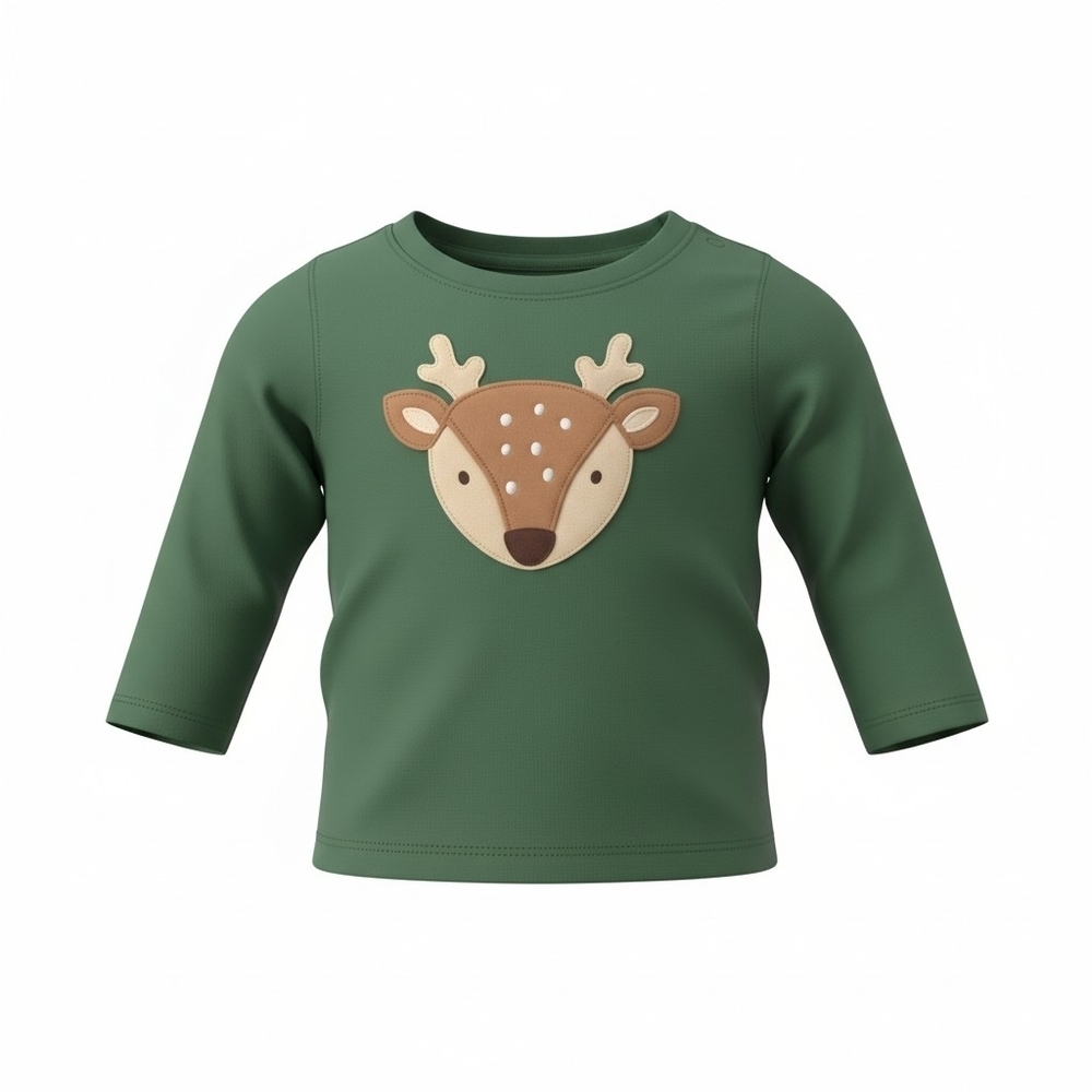 First Impressions Forest Green Deer Long Sleeve Tee NWOT 6-9 Months
